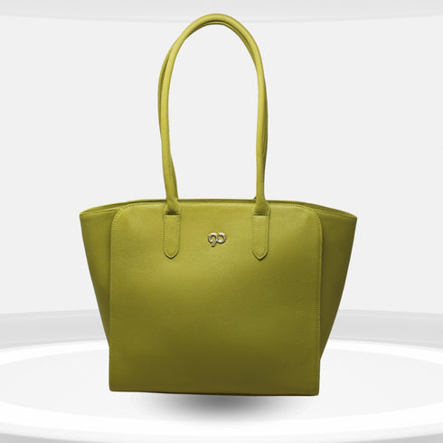 Naina 90 Feet Genuine Leather Lime Green Tote Bag